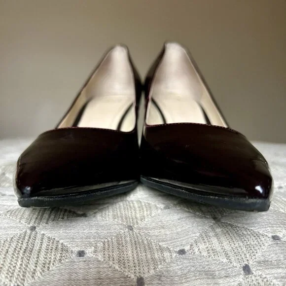 Marc Fisher Zala Dark Brown Patent Leather Block Heel Pumps - Picture 7 of 14